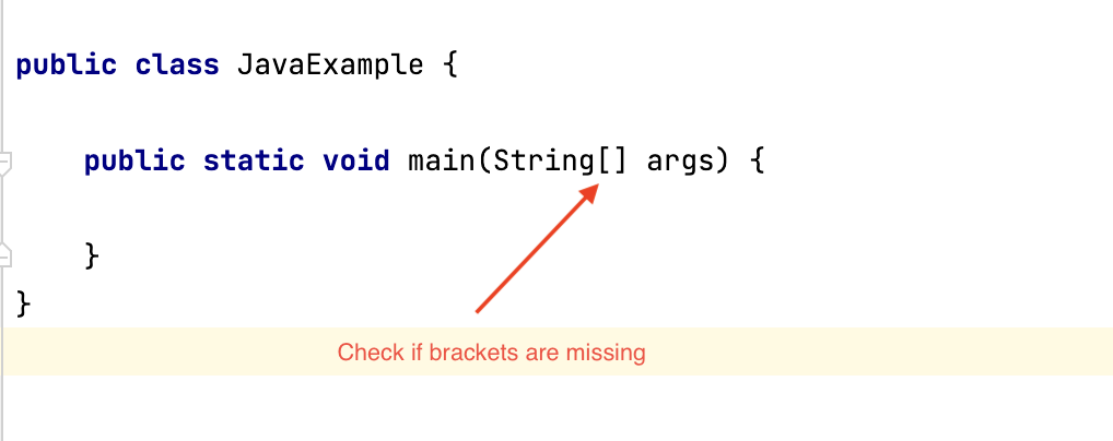 Java brackets expected error fix